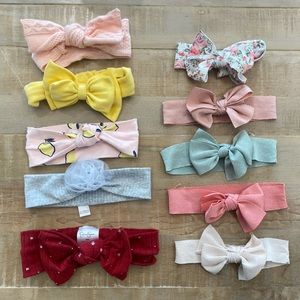 10 baby girl headband bows bead pieces